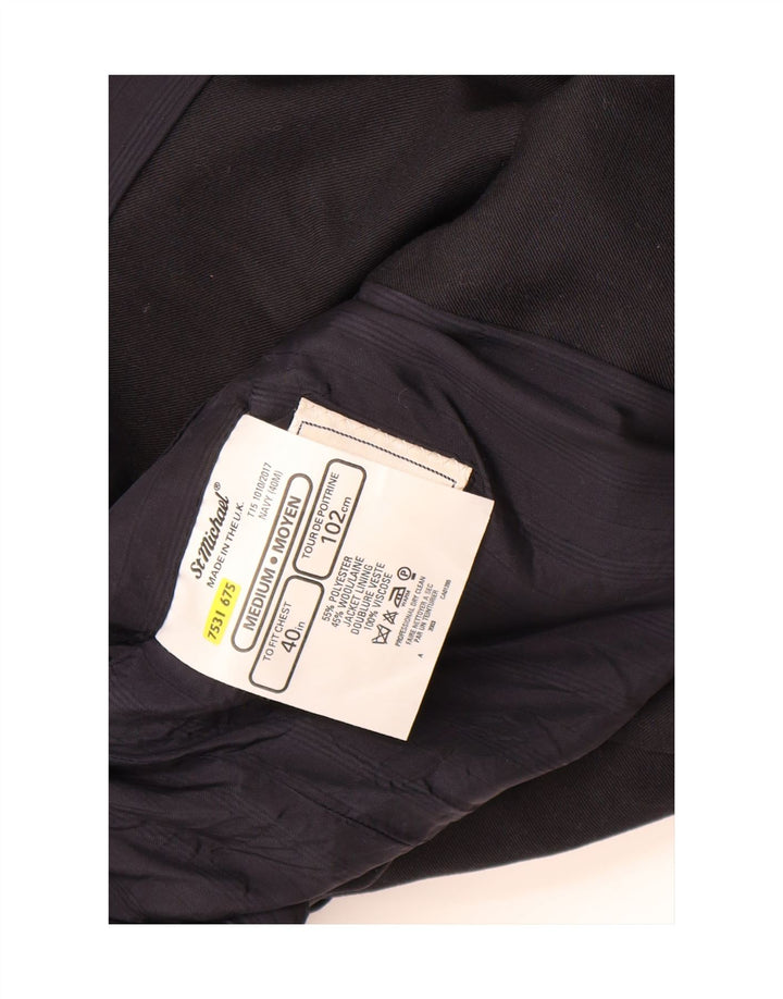MARKS & SPENCER Mens 2 Button Blazer Jacket UK 40 Large Navy Blue Vintage Marks & Spencer and Second-Hand Marks & Spencer from Messina Hembry 