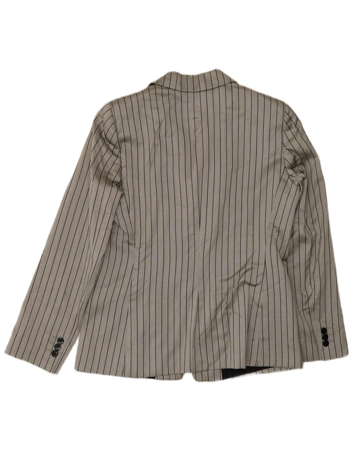 Armani Collezioni Womens 2 Button Blazer Jacket IT 46 Large Grey Pinstripe