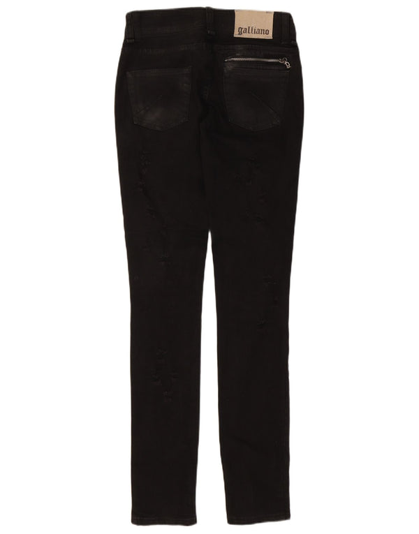 Galliano Womens Cargo Skinny Jeans W25 L34 Black Cotton