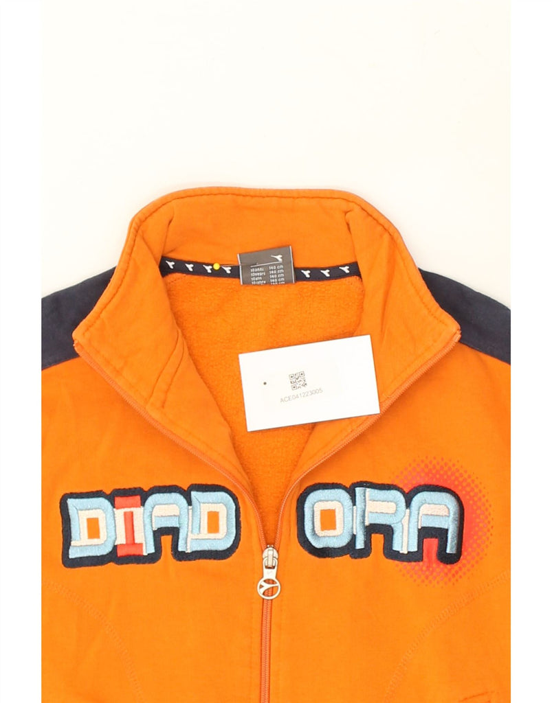 DIADORA Boys Graphic Tracksuit Top Jacket 9-10 Years Large  Orange Cotton | Vintage Diadora | Thrift | Second-Hand Diadora | Used Clothing | Messina Hembry 