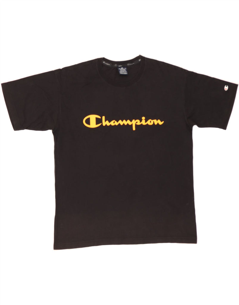 CHAMPION Mens Graphic T-Shirt Top Medium Black Cotton Vintage Champion and Second-Hand Champion from Messina Hembry 