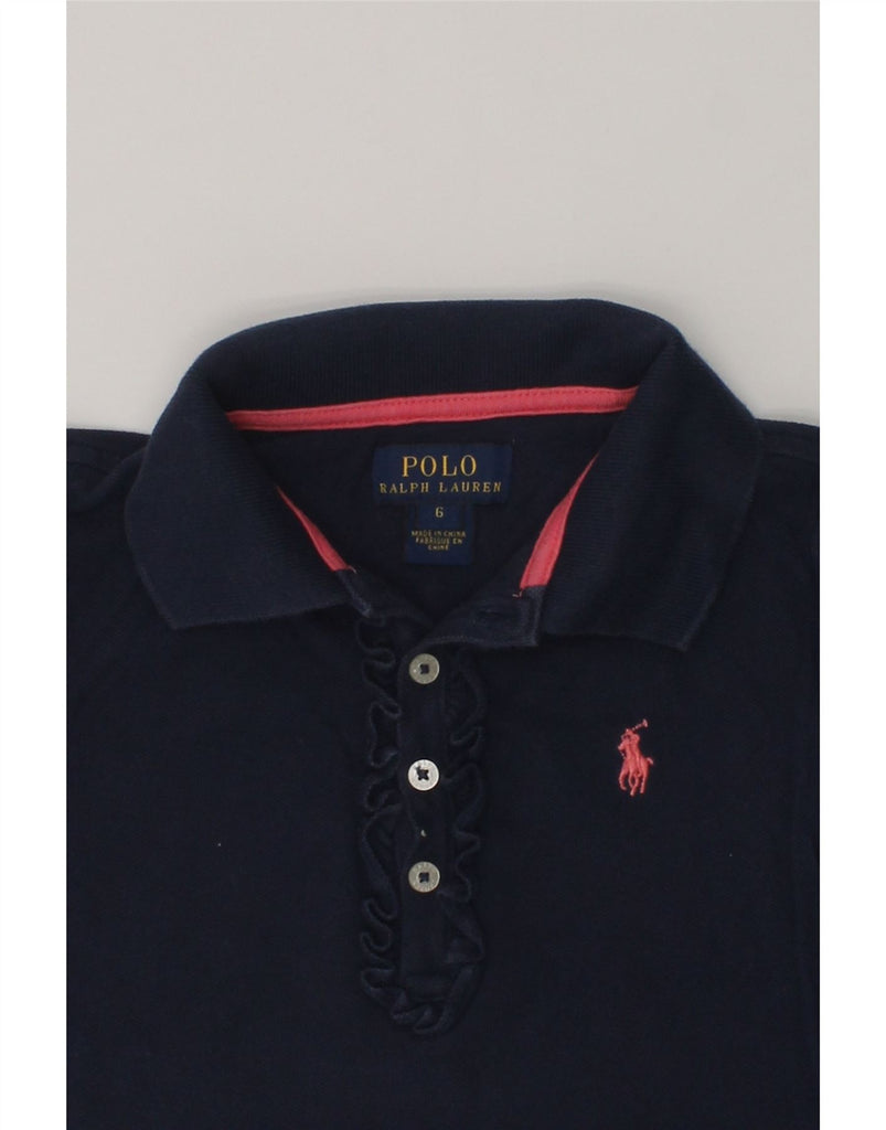 POLO RALPH LAUREN Girls Polo Shirt 5-6 Years Navy Blue Cotton | Vintage Polo Ralph Lauren | Thrift | Second-Hand Polo Ralph Lauren | Used Clothing | Messina Hembry 