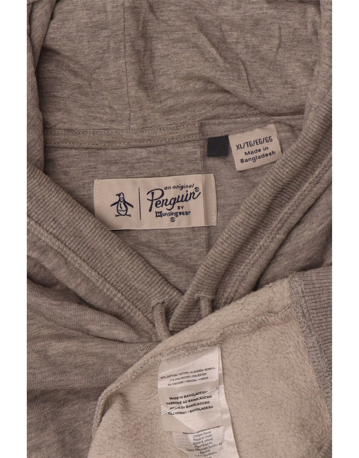 PENGUIN Mens Hoodie Jumper XL Grey Cotton