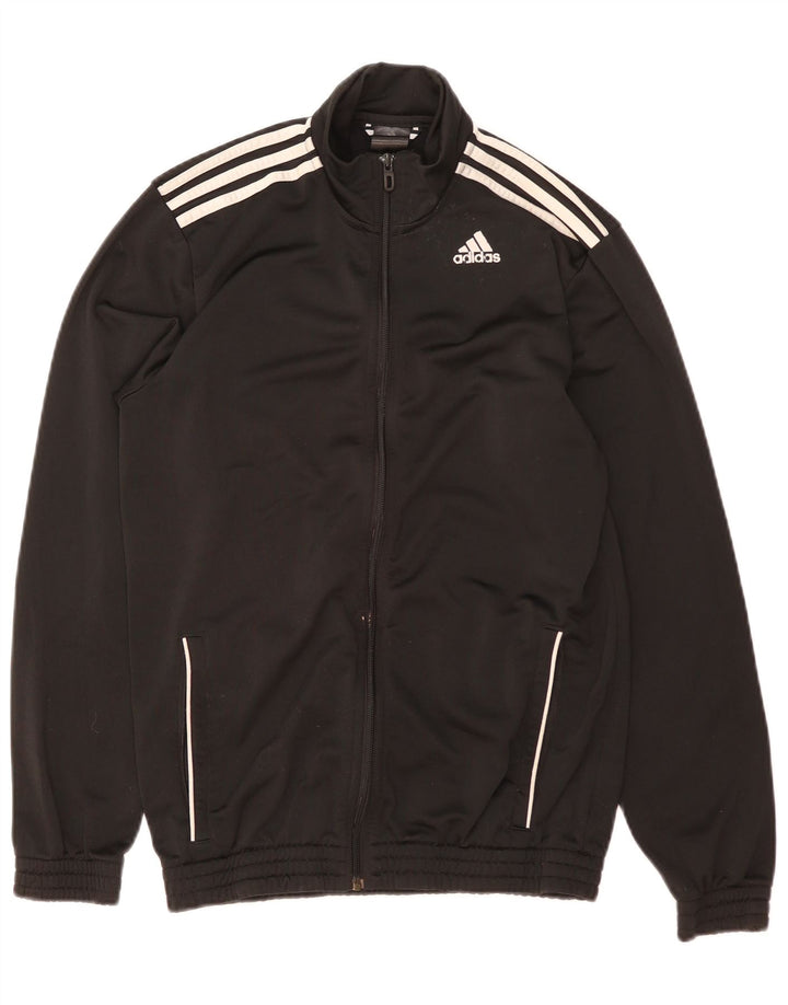 Adidas Mens Tracksuit Top Jacket UK 38/40 Medium Black Polyester