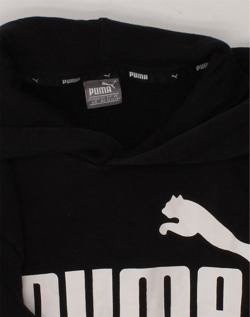 PUMA Boys Graphic Hoodie Jumper 11-12 Years Black Cotton | Vintage Puma | Thrift | Second-Hand Puma | Used Clothing | Messina Hembry 