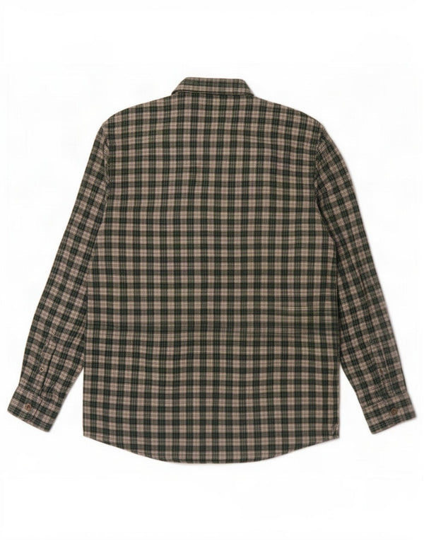 Crown Mens Flannel Shirt Medium Green Check Cotton