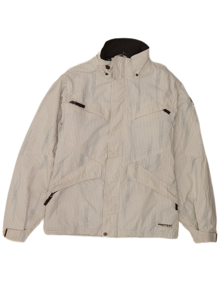 Protest Mens Ski Jacket UK 36 Small White Striped Polyester