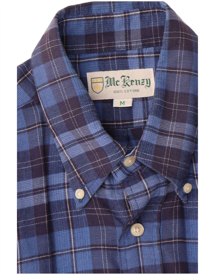 MC Kenzy Mens Flannel Shirt Medium Blue Check Cotton