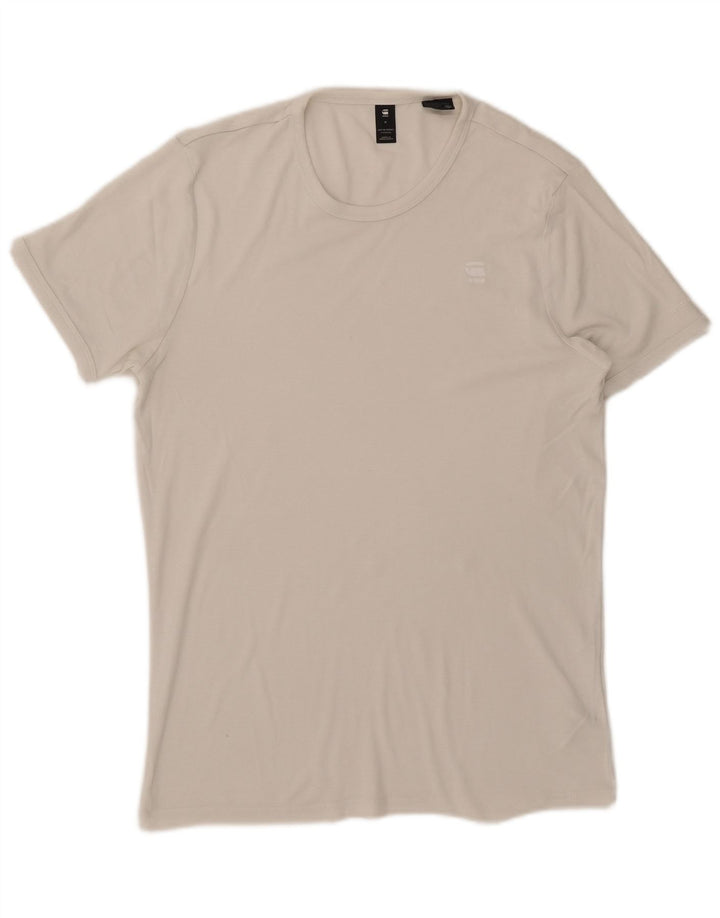 G-Star Mens T-Shirt Top Medium White Cotton