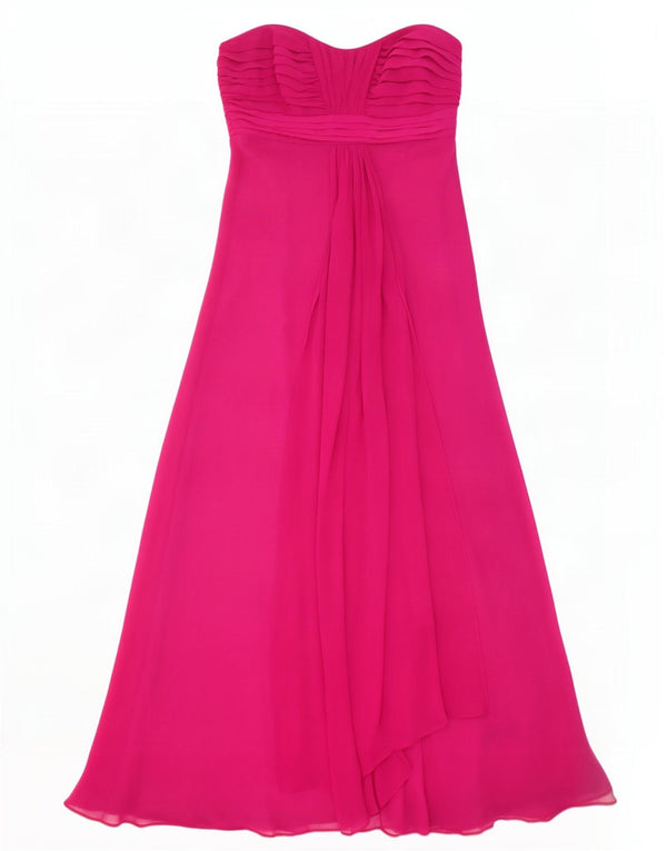 Debut Womens Maxi Strapless Dress UK 12 Medium Burgundy Polyester