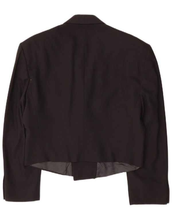 Vintage Mens Crop Double Breasted Blazer Jacket IT 50 Large Black Wool