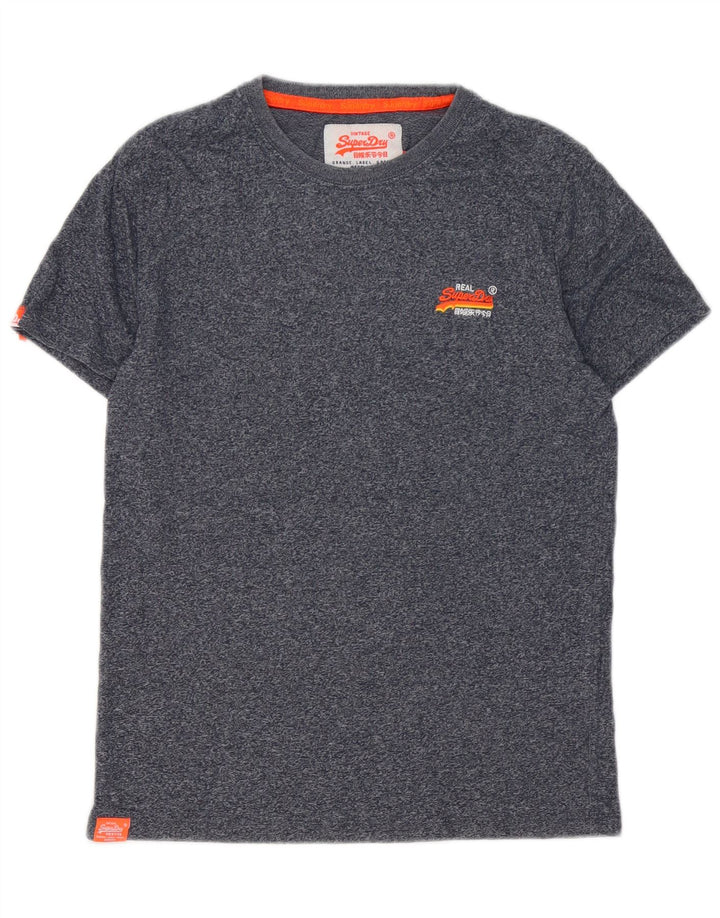 Superdry Mens T-Shirt Top Small Navy Blue Flecked Cotton