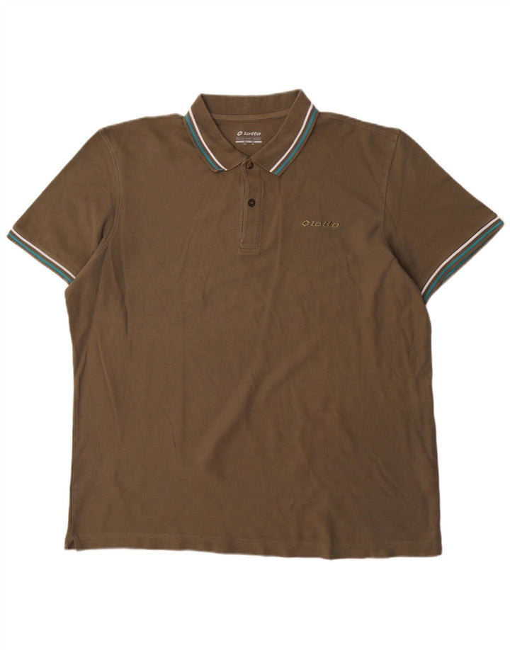 Lotto Mens Polo Shirt XL Khaki Cotton
