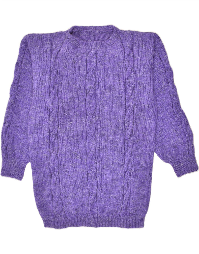 VINTAGE Womens Longline Crew Neck Jumper Sweater UK 14 Medium Purple | Vintage Vintage | Thrift | Second-Hand Vintage | Used Clothing | Messina Hembry 