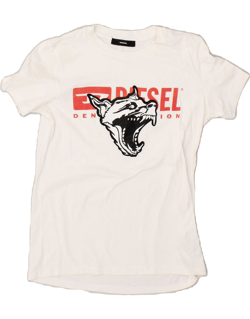 DIESEL Boys Graphic T-Shirt Top 14-15 Years XS White Cotton | Vintage Diesel | Thrift | Second-Hand Diesel | Used Clothing | Messina Hembry 