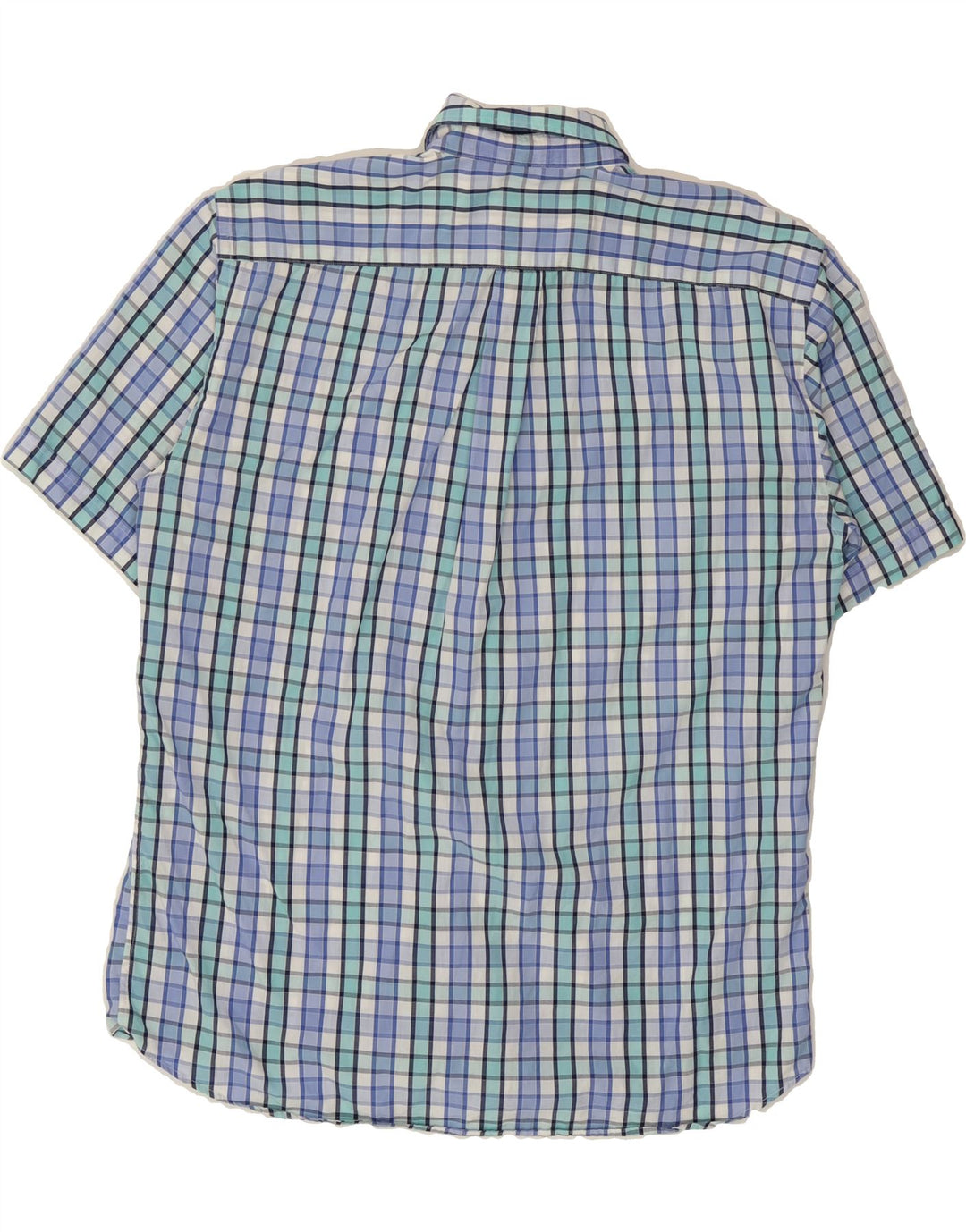 NAVIGARE Mens Short Sleeve Shirt Medium Blue Check Cotton Vintage Navigare and Second-Hand Navigare from Messina Hembry 