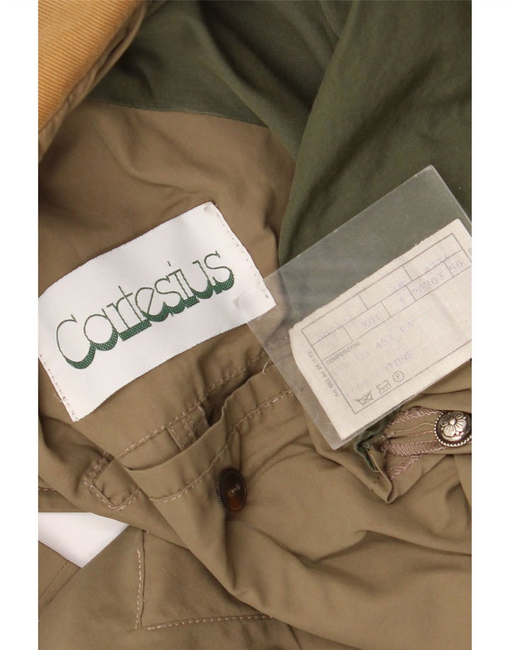 Vintage Mens Overcoat IT 50 Large Khaki Cotton