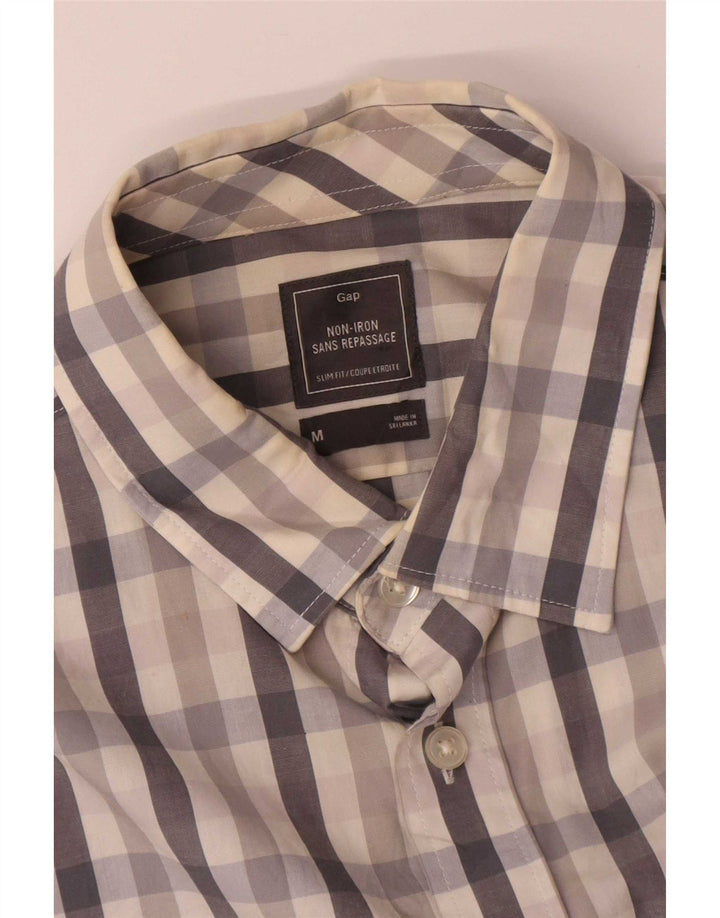 Gap Mens Slim Fit Shirt Medium Grey Check Cotton