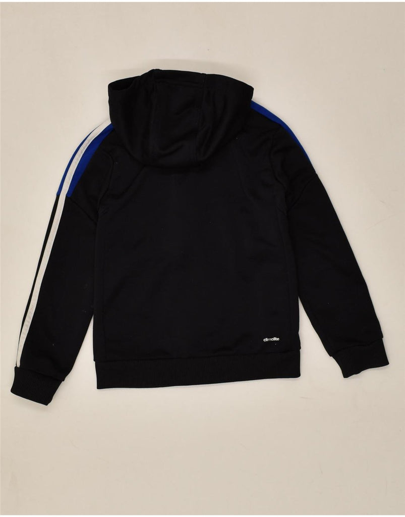 ADIDAS Boys Zip Hoodie Sweater 7-8 Years Black Colourblock Polyester | Vintage Adidas | Thrift | Second-Hand Adidas | Used Clothing | Messina Hembry 