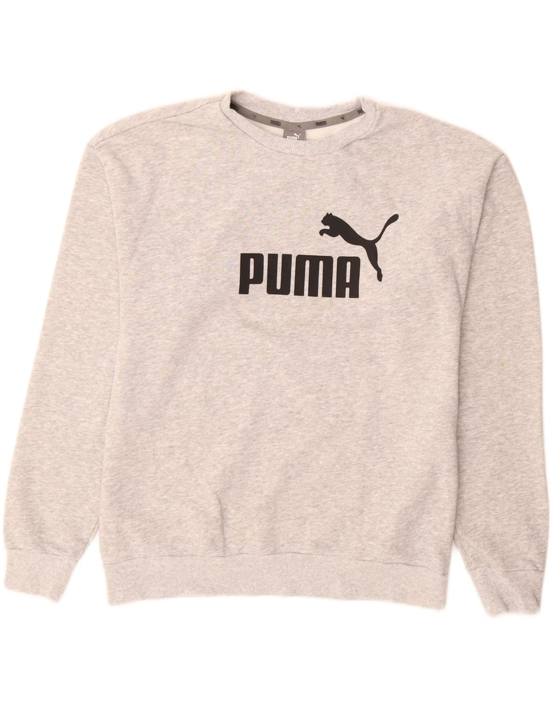 Puma Womens Graphic Sweatshirt Jumper UK 12 Medium Grey Flecked Cotton