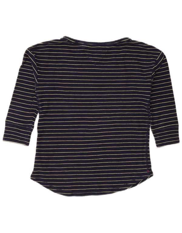 Tommy Hilfiger Womens Top 3/4 Sleeve UK 10 Small Navy Blue Striped Cotton