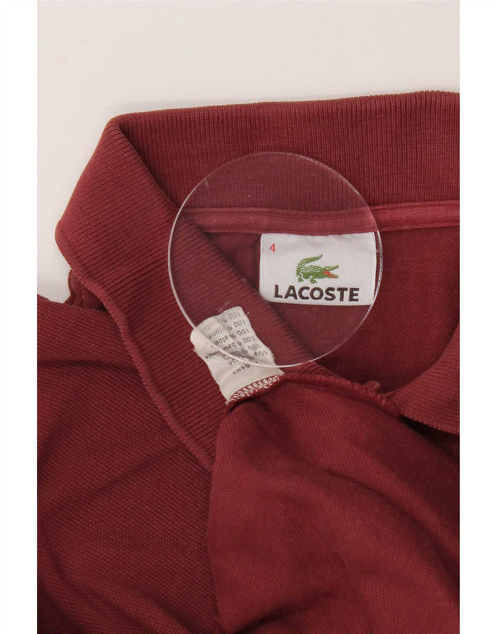 Lacoste Mens Polo Shirt Size 4 Medium Burgundy Cotton