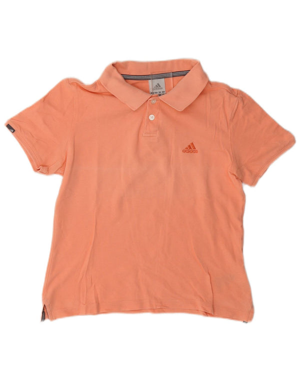 Adidas Womens Polo Shirt UK 14 Medium Orange Cotton