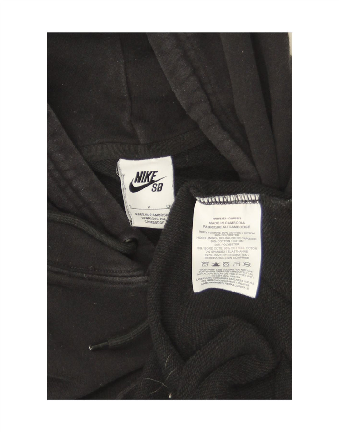 Nike Mens Graphic Hoodie Jumper Small Black Cotton