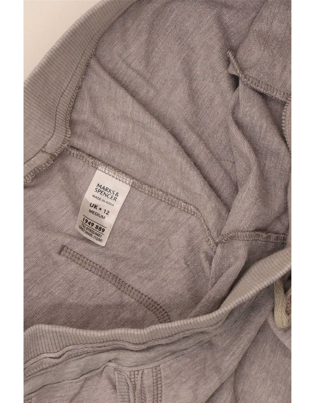 Marks & Spencer Womens Tracksuit Trousers UK 12 Medium Grey Cotton