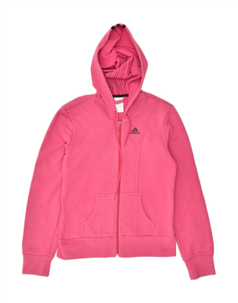 ADIDAS Womens Zip Hoodie Sweater UK 8 Small Pink Cotton | Vintage Adidas | Thrift | Second-Hand Adidas | Used Clothing | Messina Hembry 