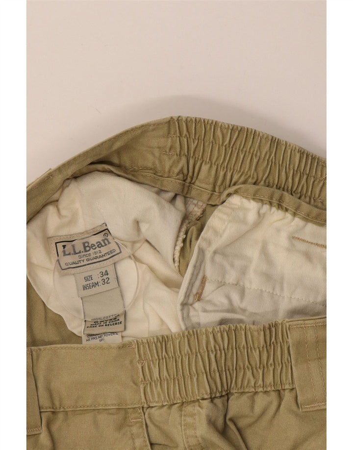 L.L.Bean Mens Tapered Cargo Trousers W34 L32 Khaki Cotton