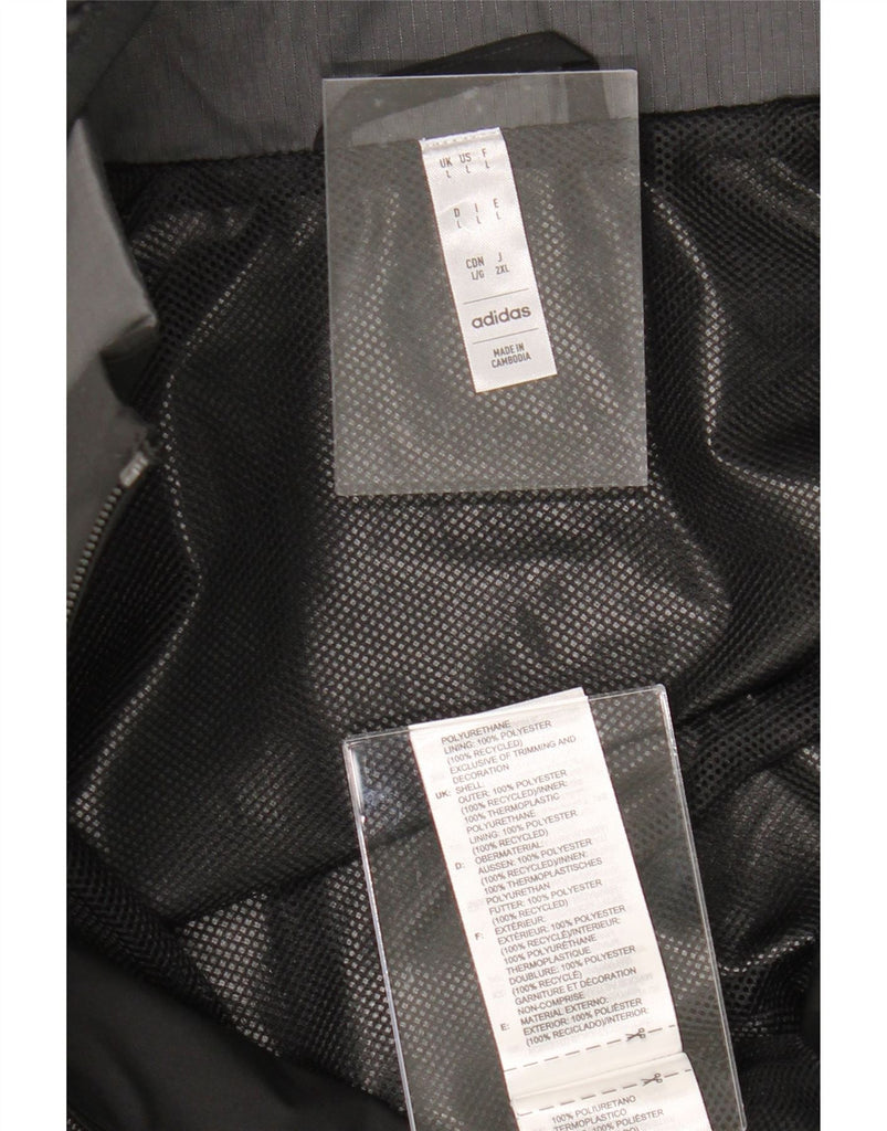 ADIDAS Mens Hooded Rain Jacket UK 40 Large Black Colourblock Polyester Vintage Adidas and Second-Hand Adidas from Messina Hembry 