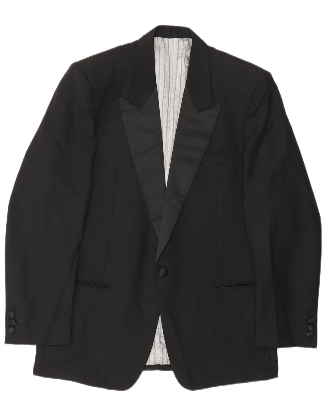 Vintage Mens 1 Button Blazer Jacket IT 48 Medium Black Wool
