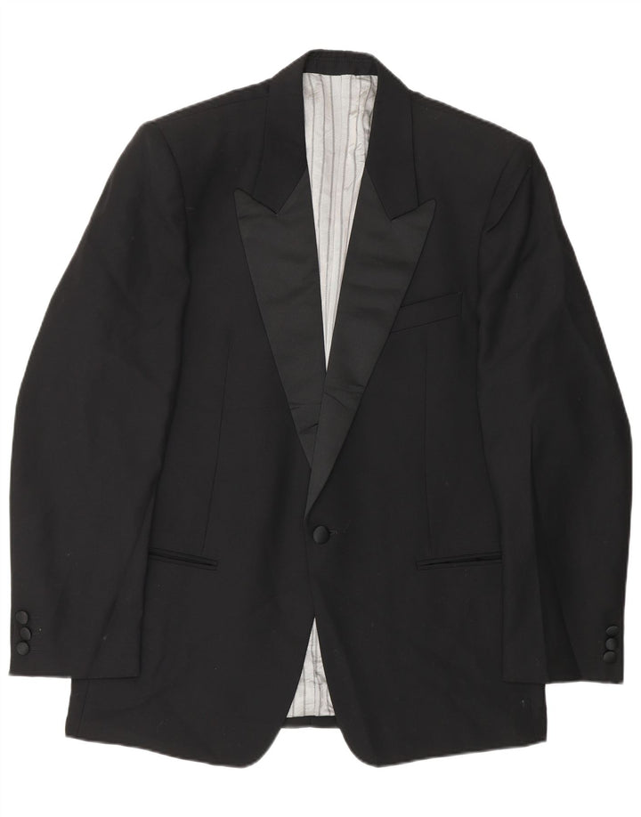 Vintage Mens 1 Button Blazer Jacket IT 48 Medium Black Wool