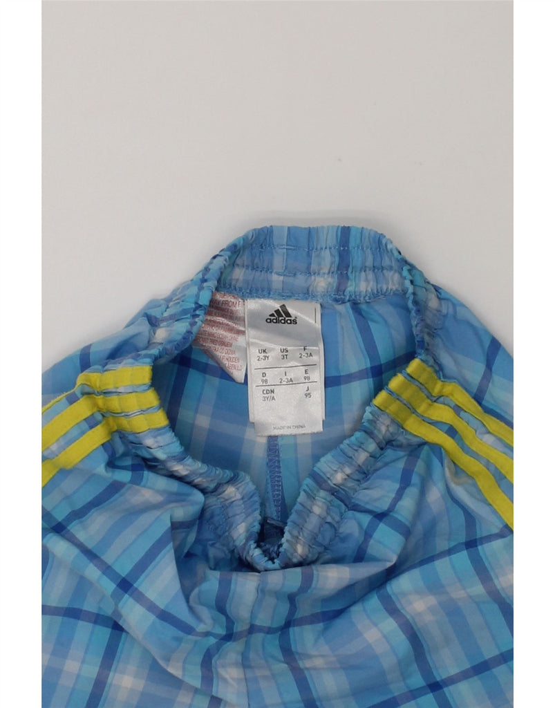 ADIDAS Boys Sport Shorts 2-3 Years W20  Blue Check Polyester | Vintage Adidas | Thrift | Second-Hand Adidas | Used Clothing | Messina Hembry 