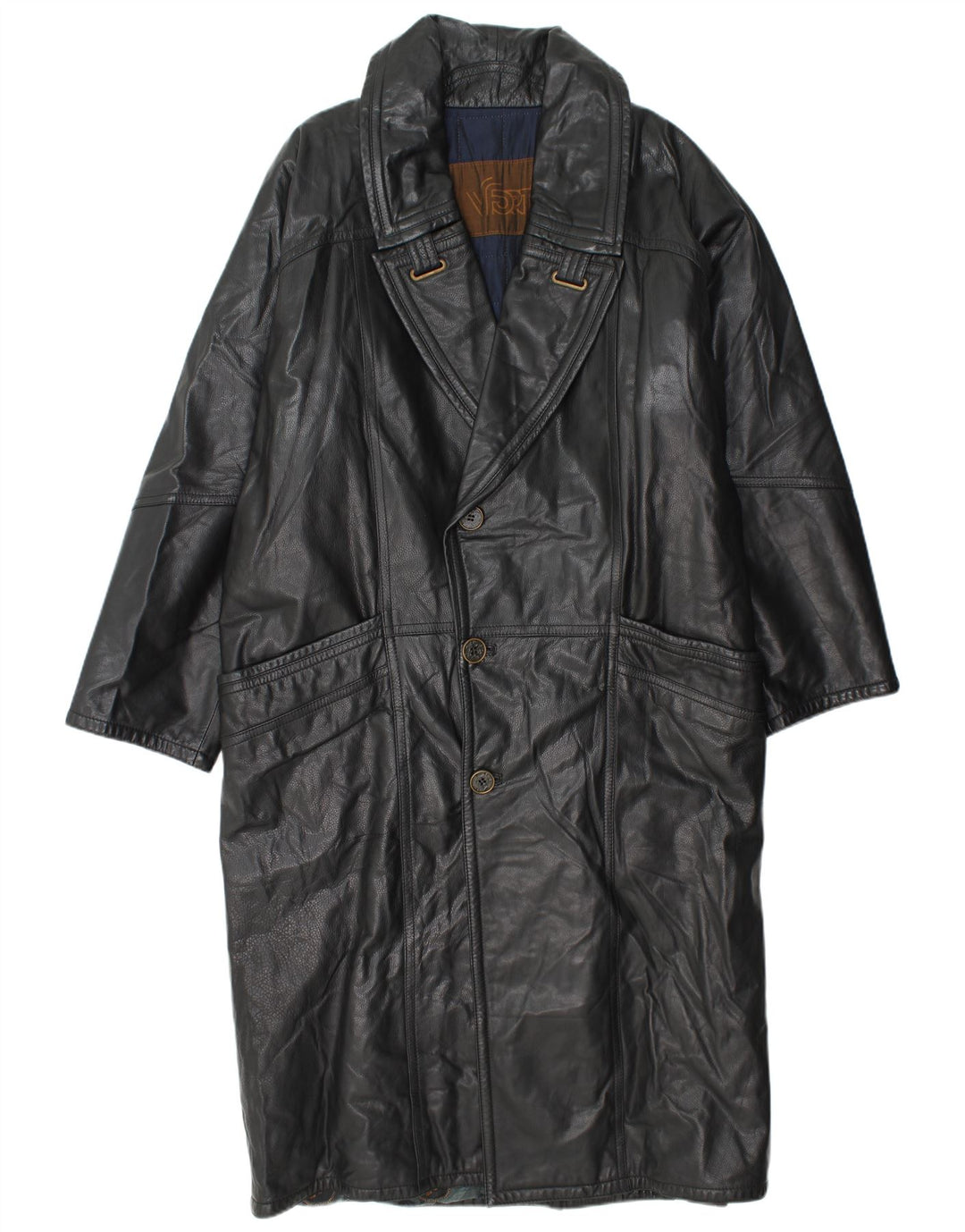 Vittorio Forti Mens Leather Coat IT 48 Medium Black