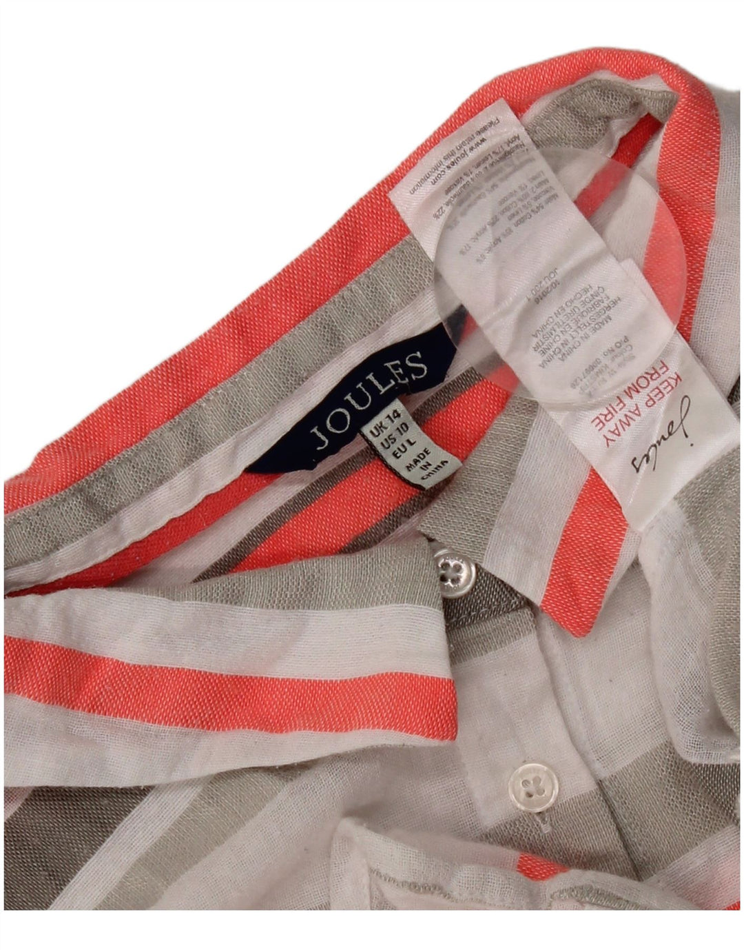 Joules Womens Short Sleeve Shirt UK 14 Large Multicoloured Striped