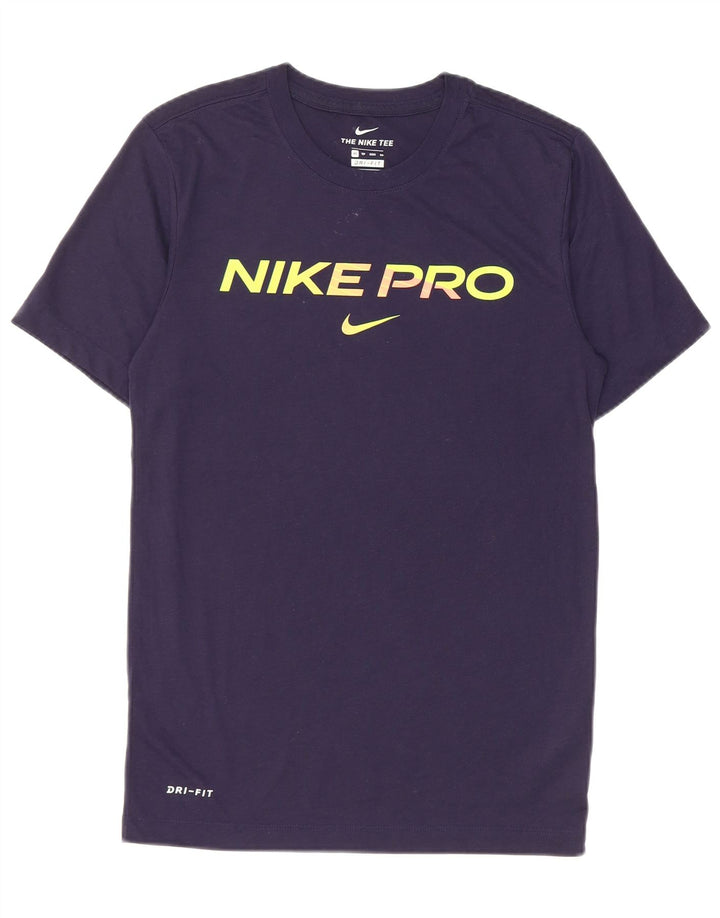 NIKE Mens Dri Fit Graphic T-Shirt Top XS Navy Blue Polyester