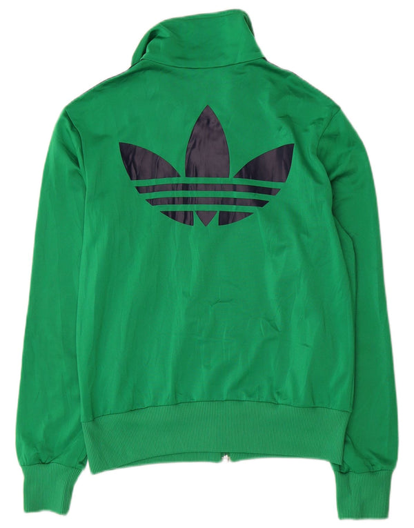 Adidas Womens Graphic Tracksuit Top Jacket IT 42 Medium Green Polyester