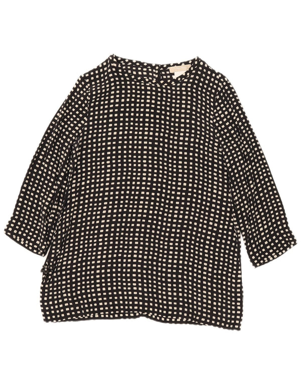 Max Mara Womens 3/4 Sleeve Blouse Top UK 10 Small Black Geometric Silk