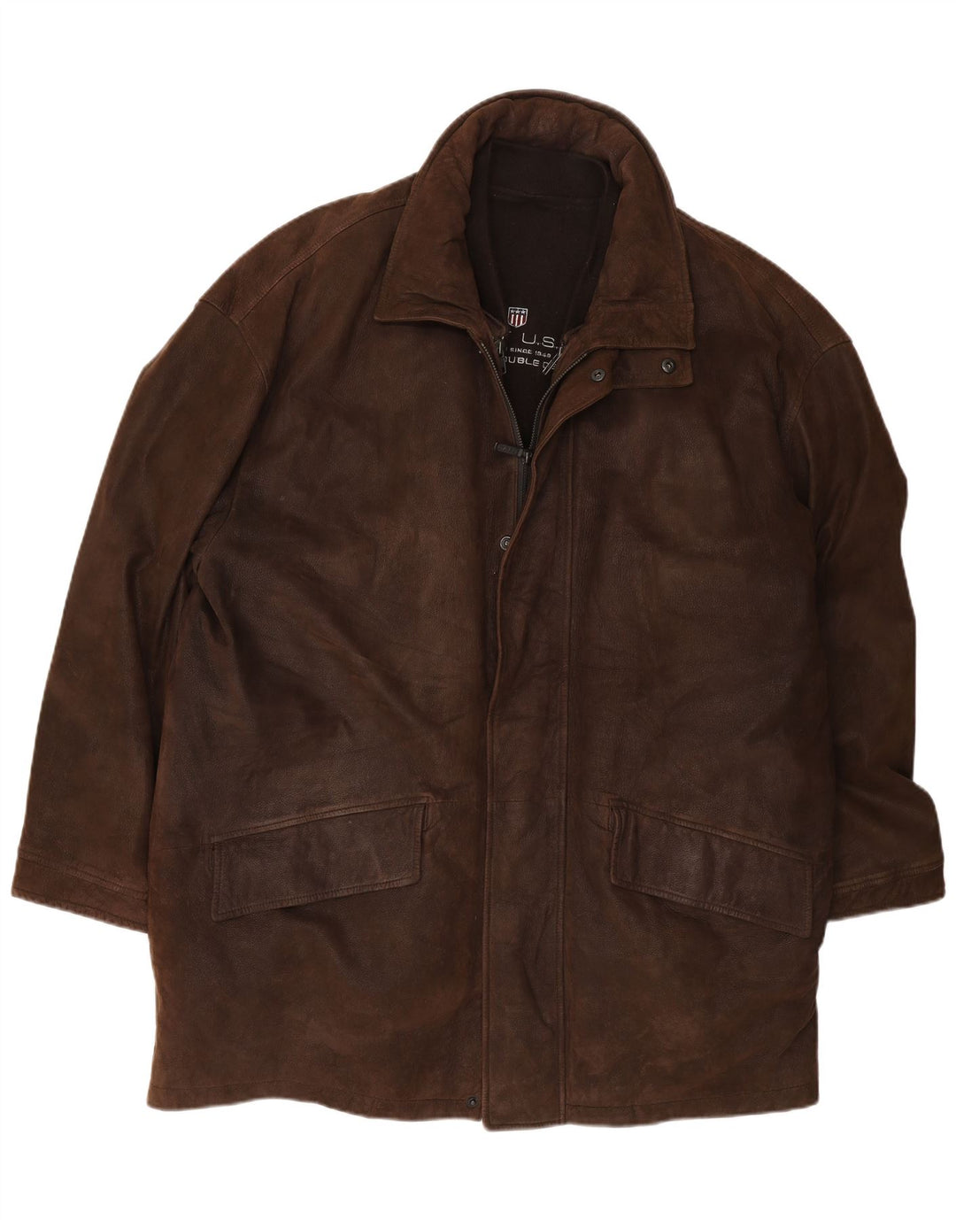 Gant Mens Loose Fit Leather Windbreaker Coat UK 38 Medium Brown