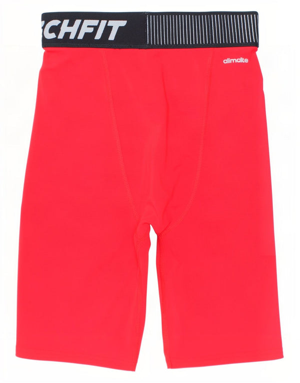 Adidas Boys Climalite Graphic Sport Shorts 11-12 Years Red Colourblock