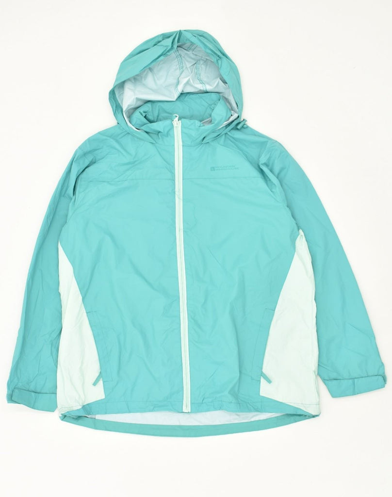 MOUNTAIN WAREHOUSE Womens Hooded Rain Jacket UK 12 Medium Blue Nylon | Vintage Mountain Warehouse | Thrift | Second-Hand Mountain Warehouse | Used Clothing | Messina Hembry 