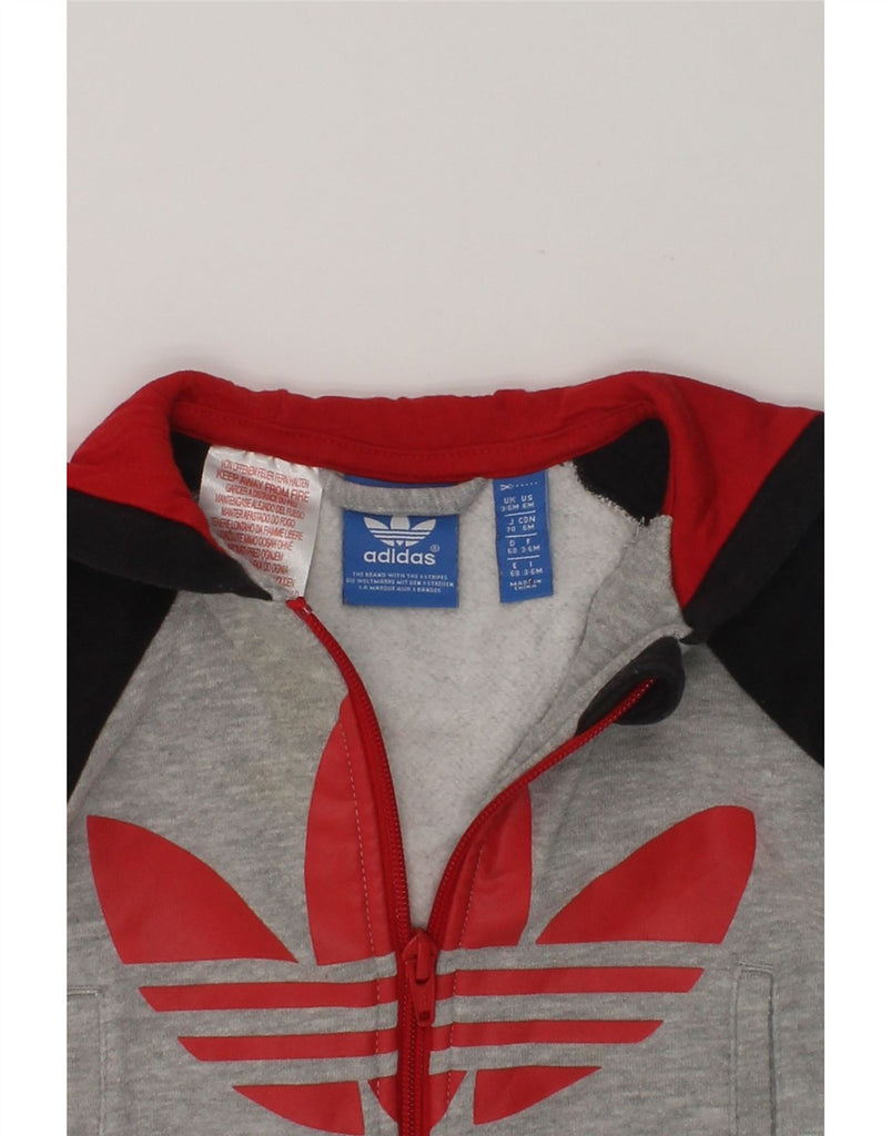 ADIDAS Baby Girls Graphic Zip Hoodie Sweater 3-6 Months Grey Colourblock | Vintage Adidas | Thrift | Second-Hand Adidas | Used Clothing | Messina Hembry 