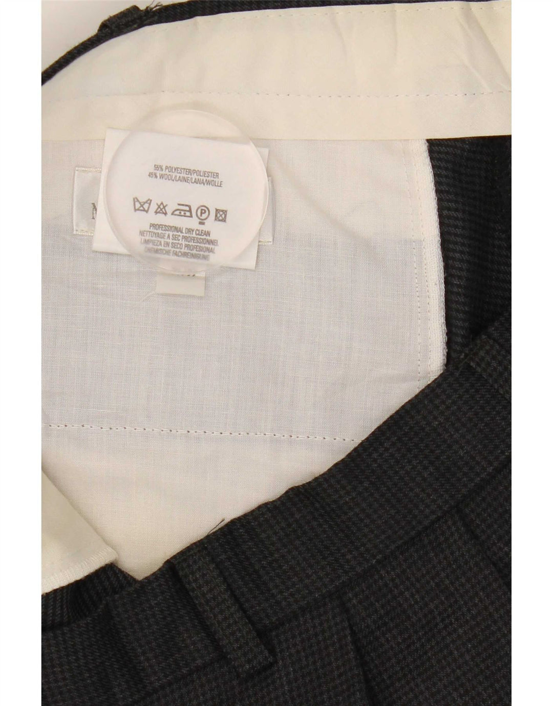 Marks & Spencer Mens Pegged Suit Trousers W38 L31 Grey Houndstooth