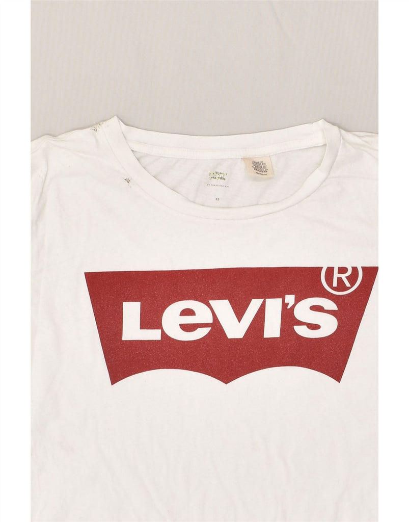 LEVI'S Womens Graphic T-Shirt Top UK 6 XS White Cotton | Vintage Levi's | Thrift | Second-Hand Levi's | Used Clothing | Messina Hembry 