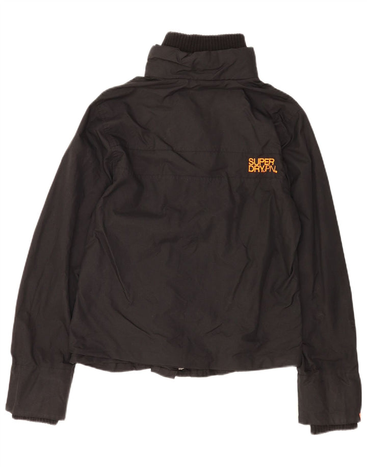 Superdry Womens Graphic Rain Jacket UK 16 Large Black Nylon