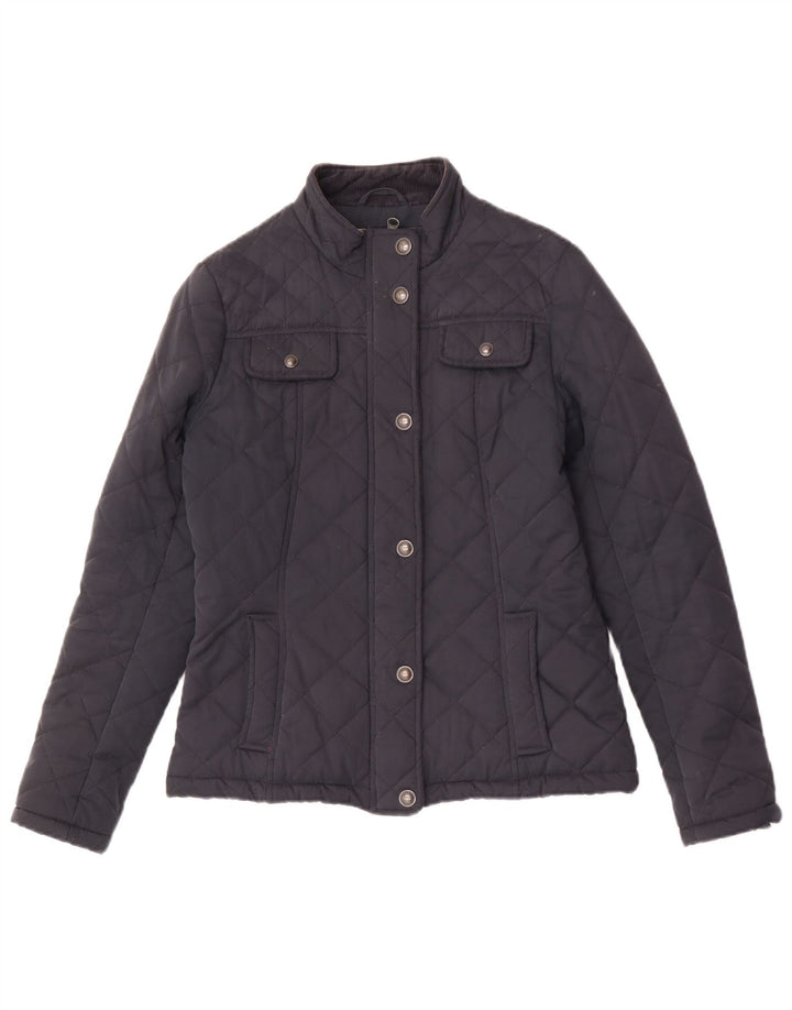 Fat Face Womens Quilted Jacket UK 8 Small Navy Blue Polyester