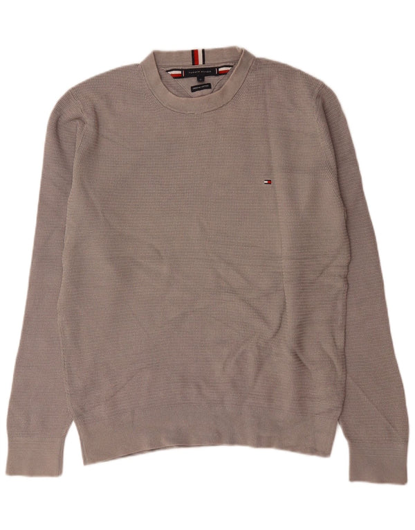 Tommy Hilfiger Mens Crew Neck Jumper Sweater Medium Grey Cotton