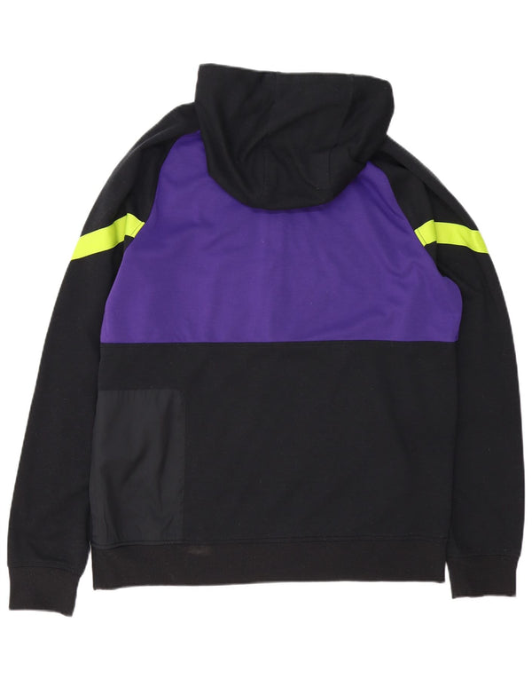Nike Mens Zip Neck Hoodie Jumper Large Black Colourblock Polyester